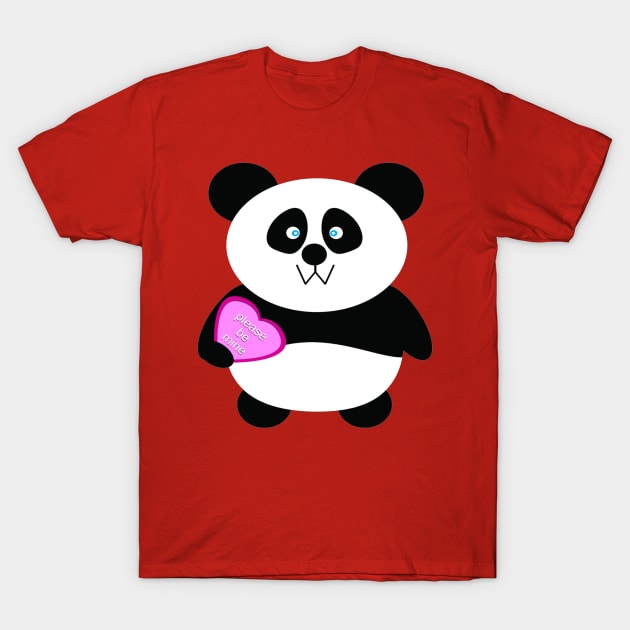 Single Baby Panda Bear Holding a Pink Heart T-Shirt by amramna